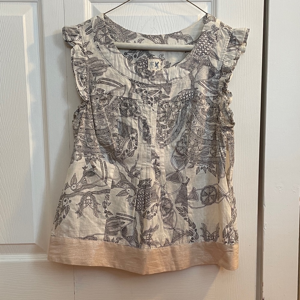 Elegant Gray Floral Women's Blouse